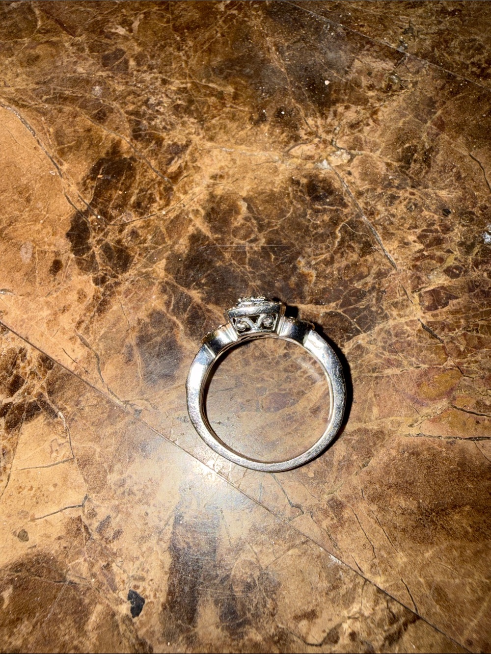 Diamond Halo Cluster Ring in Sterling Silver&14k sz7 - Picture 9 of 17
